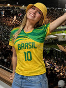 Camiseta Verde e Amarela Nº 10 Unissex — Estilo Copa 2026, Torcida e Streetwear