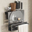 Suporte de faca de cozinha de aço carbono montado na parede com rack de tábua de cortar - organizador de utensílios, economizador de espaço