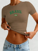 Camiseta Feminina Copa do Mundo 2026 — Manga Curta, Gola O, Estilo Y2K Streetwear