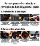 Suporte Multifuncional para Copos com Bandeja Veicular — Organizador de Carro para Lanches, Bebidas e Celular